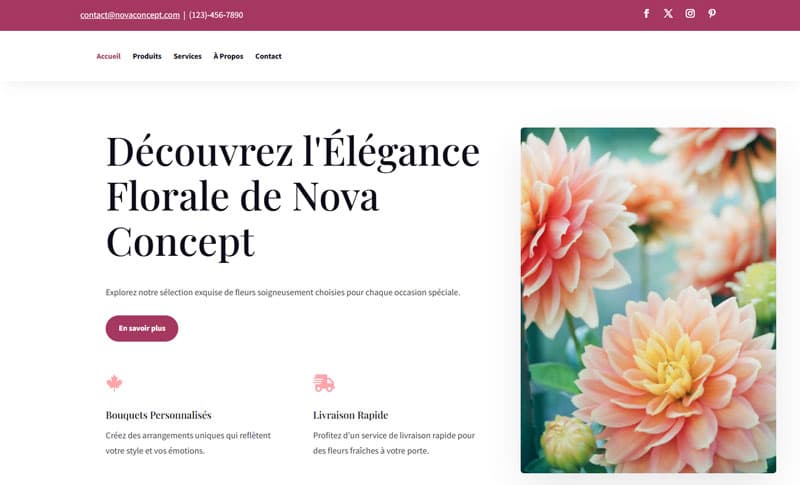 Site vitrine pour une entreprise fictive